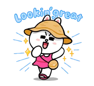 😁 Lookin' great mignon, lapin, chapeau, été, super, positif telegram sticker