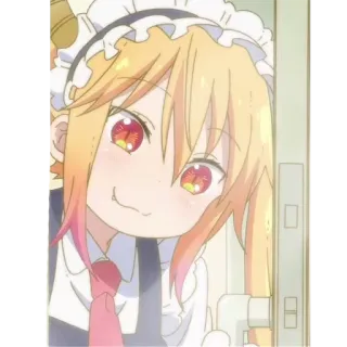 😏 Tohru Miss Kobayashi's Dragon Maid Аниме, Дракон, Горничная, Милый, Каваий, Улыбающийся telegram sticker
