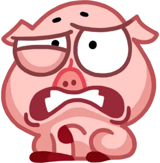 😖 babi, kartun, binatang, imut, ekspresi telegram sticker