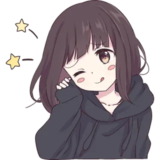 😋 Anime, Cô gái, Ngôi sao, Dễ thương, Hoạt hình, Nháy mắt telegram sticker