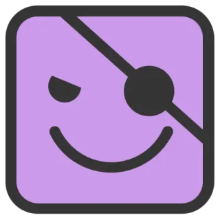 😈 pirata, parche en el ojo, mascota, morado telegram sticker
