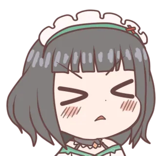 😣 Anime, Maid, Enojado, Chica, Lindo, Chibi, Expresión, Dibujos animados telegram sticker