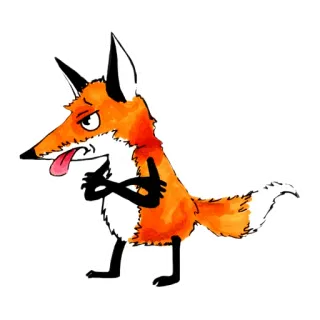 😛 fox, cartoon, angry, animal, funny, silly, illustration telegram sticker
