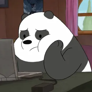 😪 Panda We Bare Bears Панда, Мультфильм, Медведь, Грустный, Компьютер whatsapp sticker