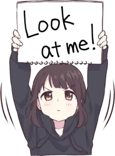 😯 Look at me! anime, chica, atención, linda, mirada, pose telegram sticker