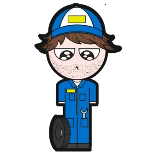 🥺 mecânico, desenho animado, chave inglesa, pneu, serviço, carro telegram sticker