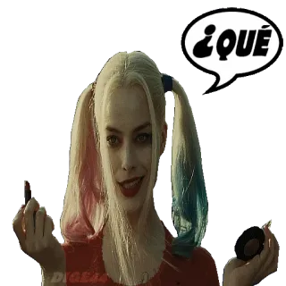 ❔ Harley Quinn Suicide Squad ¿QUE harley quinn, suicide squad, margot robbie, dc comics, vilain, anti-héros, bande dessinée telegram sticker
