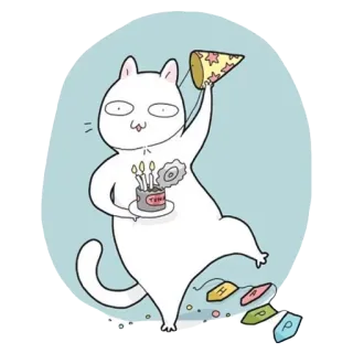 🍾 Happy Birthday gato, aniversário, festa, celebração, animal, fofo, divertido whatsapp sticker