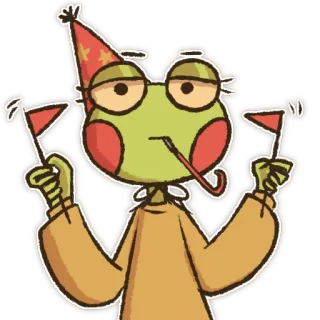 😶 kikker, feest, viering, cartoon, sticker, vrolijk, feestelijk telegram sticker