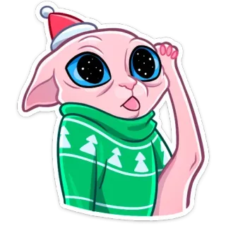 😳 Katze, Weihnachten, Feiertag, Pullover, lustig, süß, Cartoon, Elf whatsapp sticker