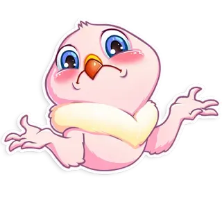 😕 bird, shrug, cartoon, cute, animal, emoji telegram sticker