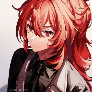💠 Diluc Genshin Impact anime, red hair, game, Diluc, genshin impact, character whatsapp sticker
