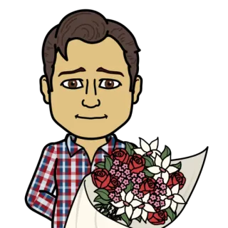 💐 pessoa, avatar, flores, buquê, rosas, presente, desenho animado telegram sticker