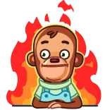 😕 monkey, fire, angry, annoyed, cartoon telegram sticker
