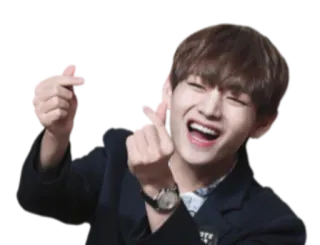 ❤️ k-pop, finger heart, smile, person, male, cheerful telegram sticker