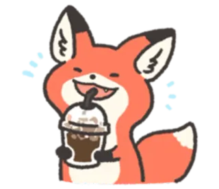 🥤 狐狸, 饮料, 可爱, 动物 telegram sticker