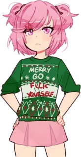 💕 MERRY GO FUCK YOURSELF Anime, Postać, Obraźliwe, Sweter, Kreskówka telegram sticker