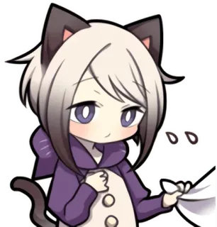 ☺️ Anime, Nekomimi, Mignon, Autocollant, Dessin animé, Violet whatsapp sticker