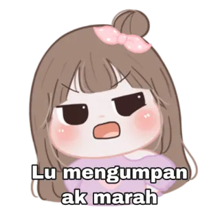 😁 Lu mengumpan ak marah การ์ตูน, โกรธ, ผู้หญิง, สีหน้า, สติกเกอร์ telegram sticker