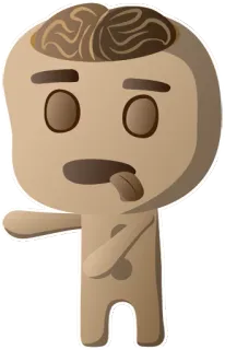 💀 Cartone animato, Personaggio, Abbronzato, Emoji, Espressione, Cervello, Divertente telegram sticker