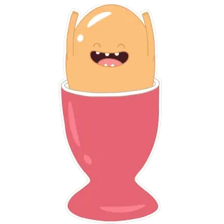 🤓 ovo, porta ovos, desenho animado, fofo, comida, café da manhã telegram sticker