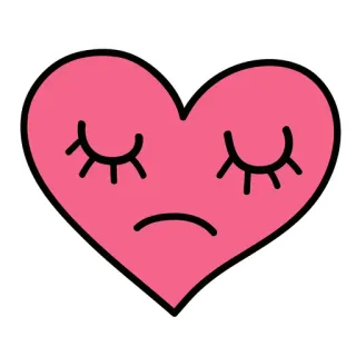 😕 coeur, triste, dessin animé, rose, emoji, sentiment whatsapp sticker