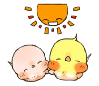 ☀ mignon, oiseaux, soleil, dessin animé, joyeux telegram sticker