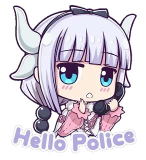 🚨 Kanna Kamui Miss Kobayashi's Dragon Maid Hello Police anime, manga, dragon, kanna, kanna kamui, hello police, character telegram sticker