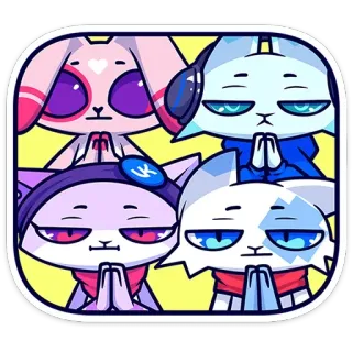 🙏 dessin animé, chat, lapin, mignon, autocollant, animé telegram sticker