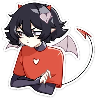 ☹️ Anime, Diable, Coeur, Mignon, Personnage, Sticker telegram sticker