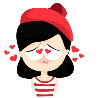 🙋 만화, 소녀, 사랑, 하트눈, 귀여운 telegram sticker