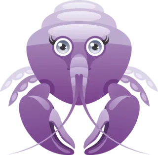 ♋ krab, zeedier, dier, cartoon, paars telegram sticker