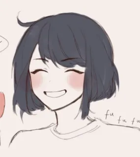 🌟 fu fu fu Anime, Dziewczyna, Uśmiech, Szczęśliwy, Słodki, Sztuka, Kreskówka, Rysunek telegram sticker