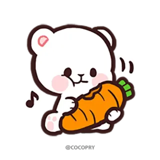 🥕 mignon, ours, carotte, kawaii, animal whatsapp sticker