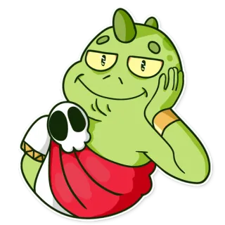 💁 Cartone animato, Personaggio, Verde, Teschio, Divertente, Rilassato telegram sticker