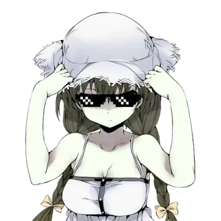 😎 Аниме, Девушка, Очки, Мем, Deal with it, Персонаж telegram sticker