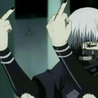 🧡 Ken Kaneki Tokyo Ghoul anime, character, middle finger, offensive, ken kaneki, tokyo ghoul telegram sticker