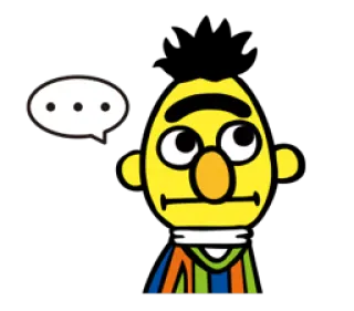 😐 Bert Sesame Street ... Bert, Sesamstraße, Puppe, denken, gelb, Cartoon whatsapp sticker