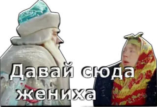 😨 Давай сюда жениха 러시아어, 슬라브, 문구, 남자, 여자 telegram sticker