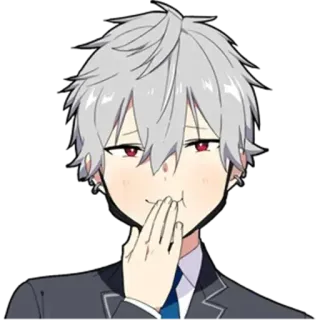 😅 アニメ, 漫画, キャラクター, 白髪, 照れ, ドヤ顔 whatsapp sticker