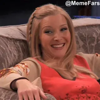 😆 Phoebe Buffay Friends @MemeFars มีม, ฟีบี บุฟเฟต์, เฟรนส์, รายการทีวี, ตลก telegram sticker
