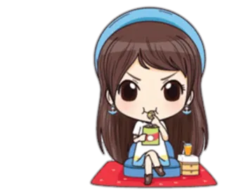🍪 Desenho animado, Anime, Snack, Chibi, Menina, Bonito telegram sticker
