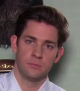 😐 John Krasinski The Office John Krasinski, Jim Halpert, The Office, acteur, série télé, drôle, mème telegram sticker