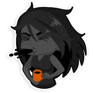 😮 femme, dessin animé, café, boisson, bulle, moue telegram sticker