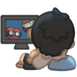 🙂 tv kijken, cartoon, persoon, televisie, thuis, entertainment telegram sticker