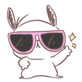 😎 토끼, 바니, 선글라스, 멋진, 귀여운, 동물, 반짝이 telegram sticker