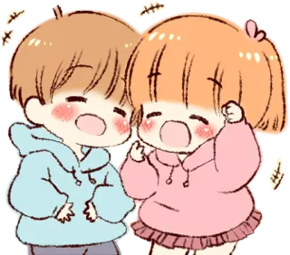 😂 Dessin animé, Couple, Chibi, Mignon, Kawaii telegram sticker