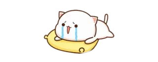 😭 悲しい, 猫, 泣く, 涙, 枕, 漫画 telegram sticker
