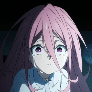 😿 Бл. Anime, Menangis, Rambut Pink, Sedih, Air Mata, Kesal, Gadis, Kartun whatsapp sticker
