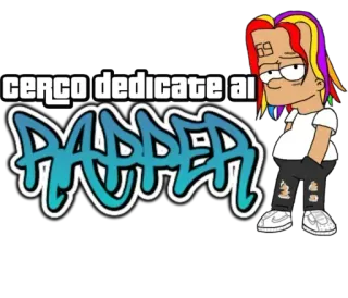 🎤 CERCO DEDICATE AI RAPPER rapper, italiano, desenho animado, texto, dedicatória telegram sticker